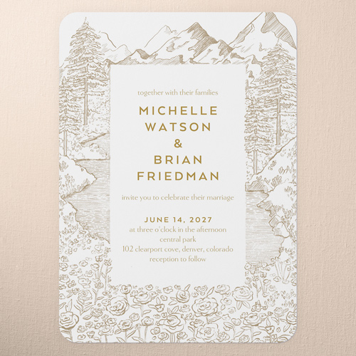 Alpine Affection Wedding Invitation, Brown, 5x7 Flat, Write Your Own Greeting, Matte, Signature Smooth Cardstock, Rounded