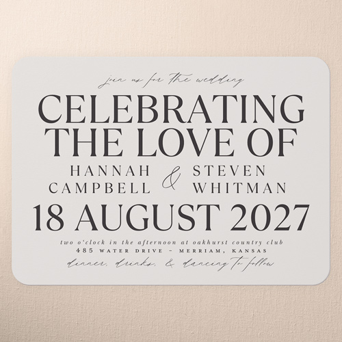 Official Headlines Wedding Invitation, Beige, 5x7 Flat, Standard Smooth Cardstock, Rounded