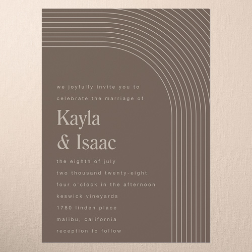 Round Bands Wedding Invitation, Brown, 5x7 Flat, Write Your Own, Standard Smooth Cardstock, Square, Brown