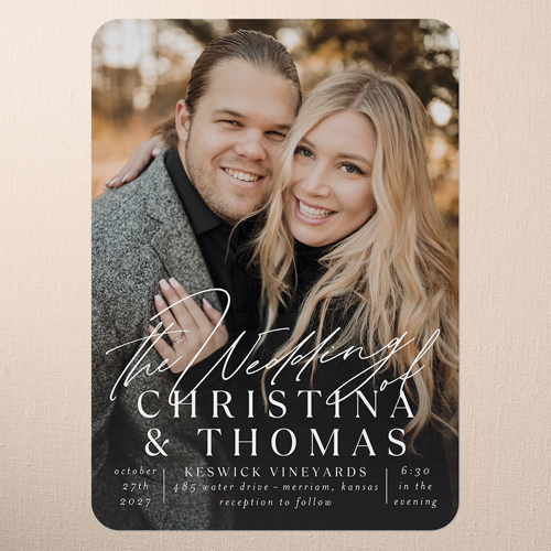 Timeless Typeface Wedding Invitation, White, none, 5x7 Flat, Matte, Signature Smooth Cardstock, Rounded, White