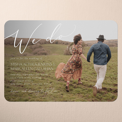 Snapshot Serenity Wedding Invitation, White, 5x7 Flat, Standard Smooth Cardstock, Rounded, White