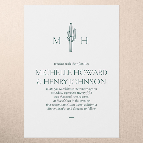 Editable Icon Wedding Invitation, Green, 5x7 Flat, Standard Smooth Cardstock, Square