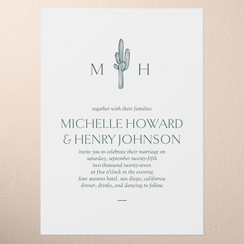 Editable Icon Wedding Invitation, Green, 5x7 Flat, Write Your Own, Pearl Shimmer Cardstock, Square