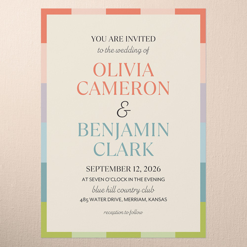 Color Crush Wedding Invitation, Beige, 5x7 Flat, Pearl Shimmer Cardstock, Square