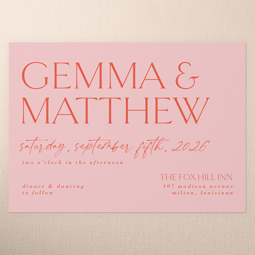 Editable Edition Wedding Invitation, Red, 5x7 Flat, Write Your Own, Luxe Double-Thick Cardstock, Square