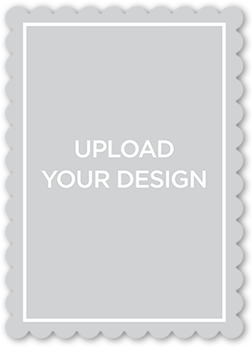 Upload Your Own Design Custom Greeting Card, White, White, Pearl Shimmer Cardstock, Scallop
