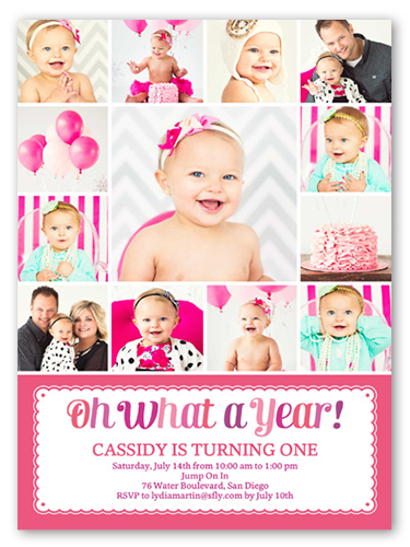 What A Year Girl First Birthday Invitation Shutterfly