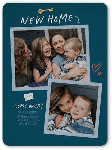 Homey Icons Moving Announcement, Blue, 6x8 Flat, 100% Recycled Cardstock , Rounded, Blue