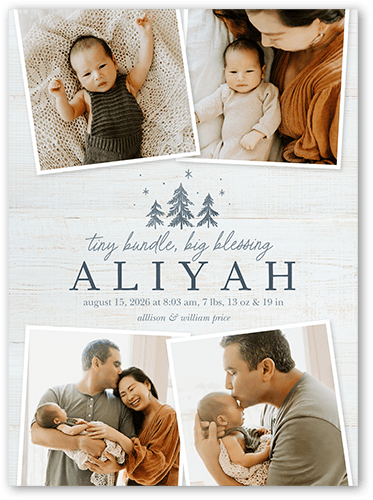 Tiny Bundle of Love Birth Announcement, Grey, 6x8 Flat, Signature Smooth Cardstock, Square, Storm