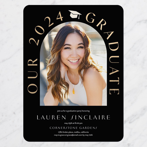 Arched Cap Graduation Invitation, Rounded Corners
