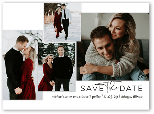 Ecstatic Engagement Save The Date, White, 6x8 Flat, Pearl Shimmer Cardstock, Square
