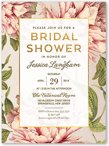 Botanical Dream Bridal Shower Invitation, Beige, Pearl Shimmer Cardstock, Square