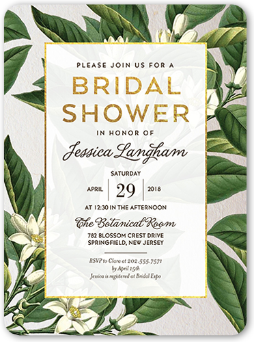 Botanical Dream Bridal Shower Invitation, Green, Pearl Shimmer Cardstock, Rounded