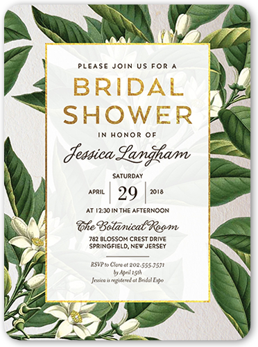 Botanical Dream Bridal Shower Invitation, Green, 100% Recycled Cardstock , Rounded, Leaf
