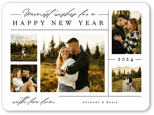 Candid Collage Holiday Card, White, 6x8, New Year, Matte, Signature Smooth Cardstock, Rounded