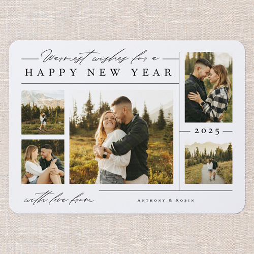 Candid Collage Holiday Card, White, 6x8 Flat, New Year, Signature Smooth Cardstock, Rounded