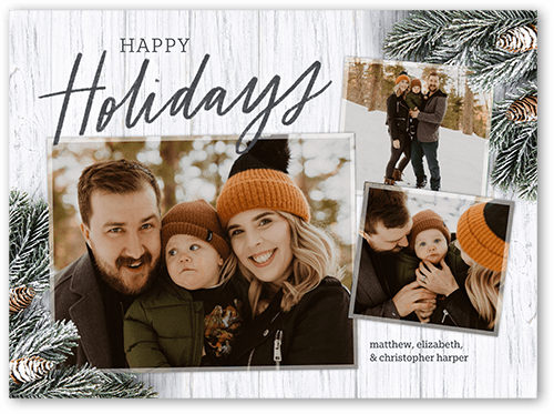 Frosted Pine Holiday Card, White, 6x8 Flat, Holiday, 100% Recycled Cardstock , Square
