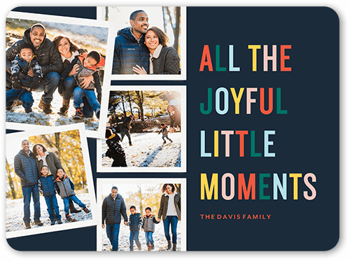 Joyful Little Moments Holiday Card, Blue, 6x8 Flat, Holiday, Matte, Signature Smooth Cardstock, Rounded, White