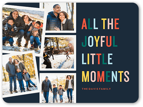 Joyful Little Moments Holiday Card, Blue, 6x8 Flat, Holiday, 100% Recycled Cardstock , Rounded