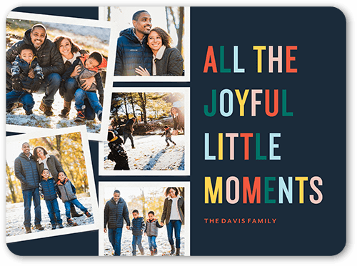 Joyful Little Moments Holiday Card, Blue, 6x8 Flat, Holiday, Matte, Signature Smooth Cardstock, Rounded