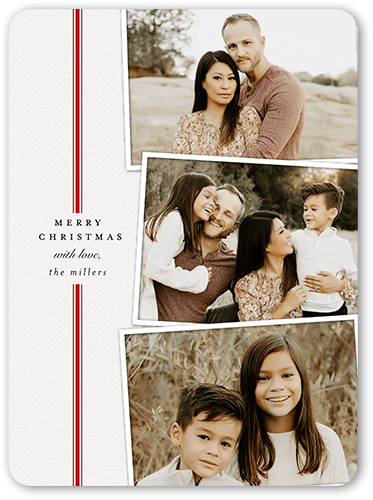 Simple Stripe Snapshots Holiday Card, White, 6x8 Flat, Write Your Own, Signature Smooth Cardstock, Rounded