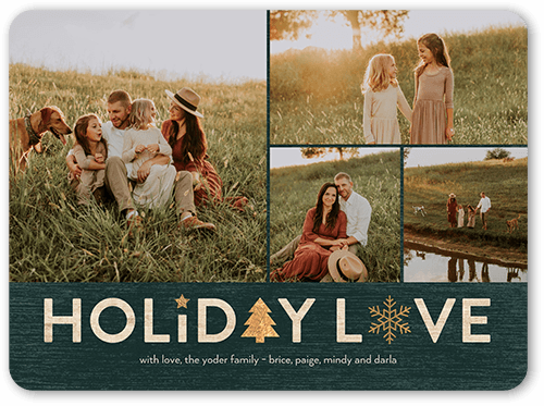 Rustic Winter Icons Holiday Card, Blue, 6x8 Flat, Holiday, 100% Recycled Cardstock , Rounded, Lake