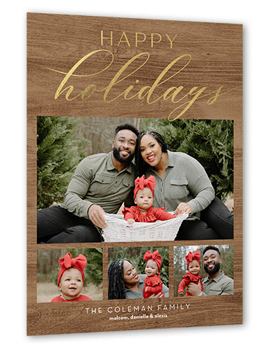Rustic Festive Moments Holiday Card, Gold Foil, Beige, 6x8 Flat, Holiday, Signature Smooth Cardstock, Square, Tan