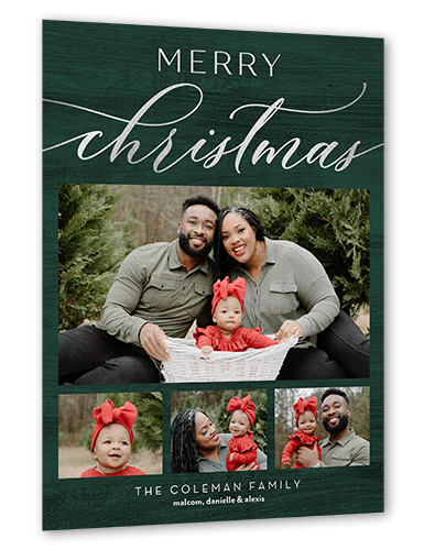 Christmas Cards With Green And Silver Color