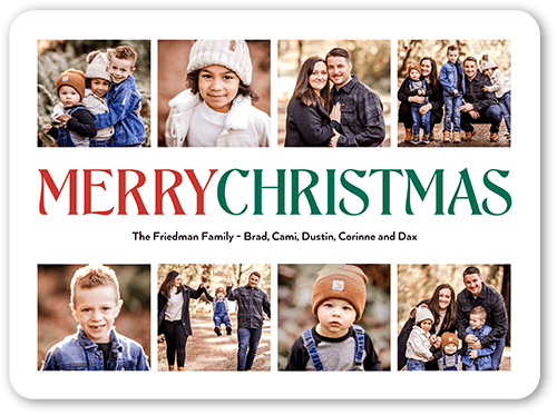Nouveau Collage Holiday Card, White, 6x8 Flat, Christmas, Signature Smooth Cardstock, Rounded