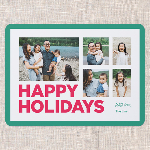 Simple Classic Holiday Card, White, 6x8 Flat, Holiday, Signature Smooth Cardstock, Rounded