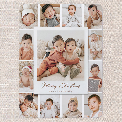 Festive Film Holiday Card, White, 6x8 Flat, Christmas, 100% Recycled Cardstock , Rounded, White