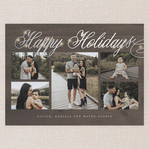 Illuminating Type Holiday Card, Brown, Silver Foil, 6x8 Flat, Holiday, Luxe Double-Thick Cardstock, Square, Brown