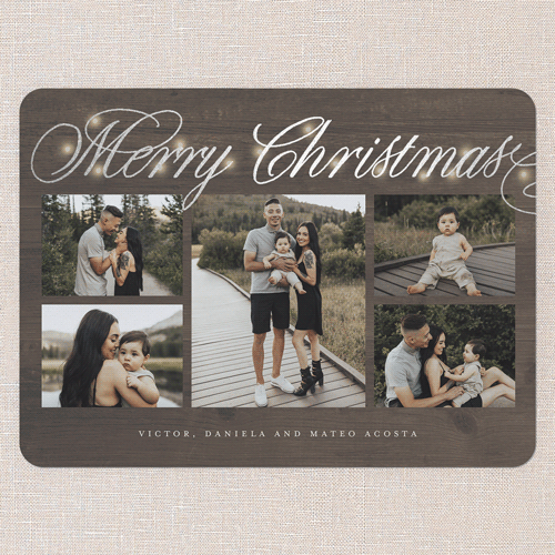 Illuminating Type Holiday Card, Brown, Silver Foil, 6x8 Flat, Christmas, Signature Smooth Cardstock, Rounded, Brown