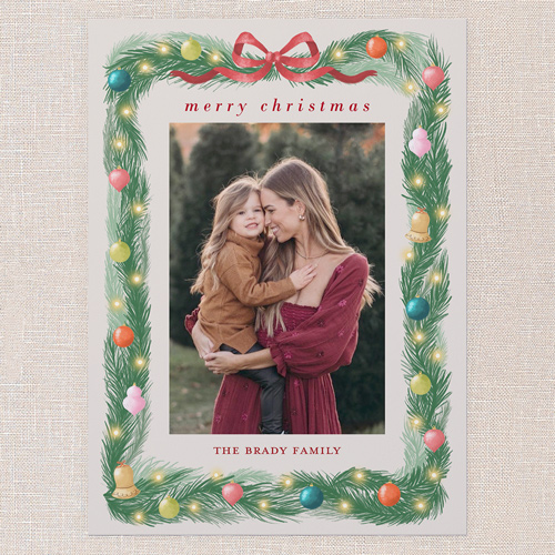 Traditional Trimmings Holiday Card, Red, 6x8 Flat, Christmas, 100% Recycled Cardstock , Square