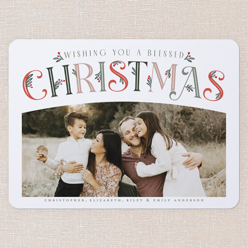 Spectacular Deco Holiday Card, White, 6x8 Flat, Religious, 100% Recycled Cardstock , Rounded, White