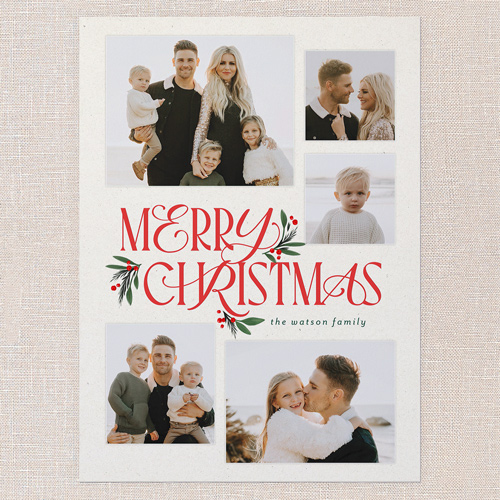 Uniquely Elegant Holiday Card, Beige, 6x8 Flat, Christmas, Pearl Shimmer Cardstock, Square, Cream