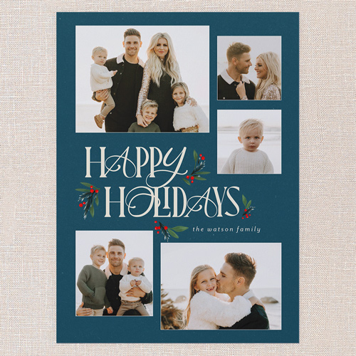 Uniquely Elegant Holiday Card, Blue, 6x8 Flat, Holiday, Luxe Double-Thick Cardstock, Square, Indigo