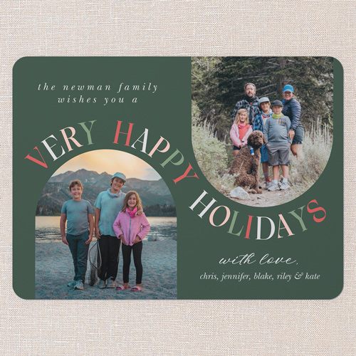 Wavy Pairing Holiday Card, Green, 6x8 Flat, Holiday, 100% Recycled Cardstock , Rounded, Tree