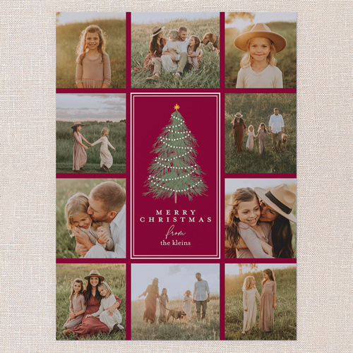 Editable Tree Layout Holiday Card, Red, 6x8 Flat, Christmas, Signature Smooth Cardstock, Square, Cabernet