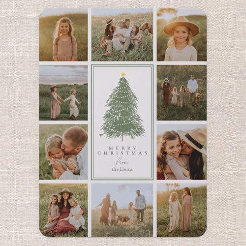 Editable Tree Layout Holiday Card, Grey, 6x8 Flat, Christmas, 100% Recycled Cardstock , Rounded, Whisper Gray
