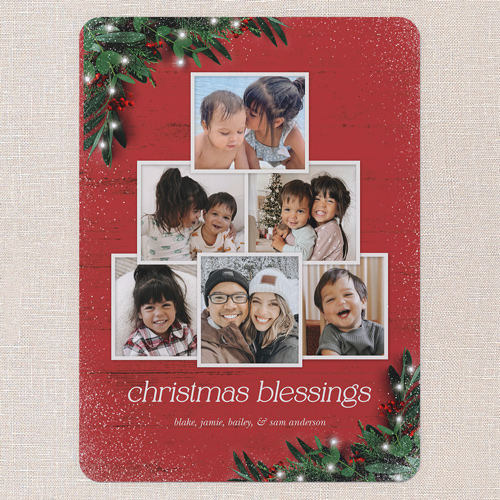 Botanical Photo Tree Holiday Card, Red, 6x8 Flat, Religious, 100% Recycled Cardstock , Rounded, Radish