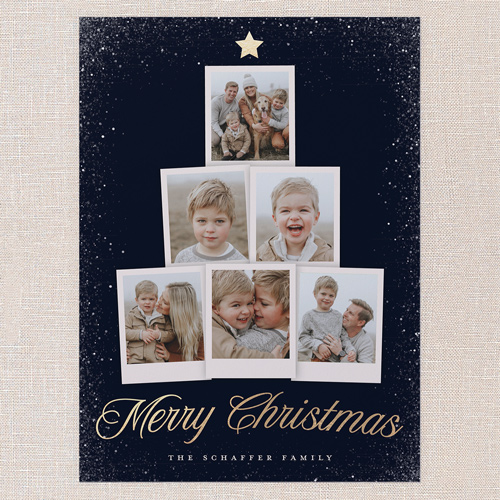 Snapshot Tree Holiday Card, Black, 6x8 Flat, Christmas, Pearl Shimmer Cardstock, Square, Black