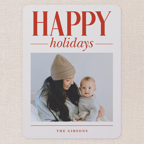 Large Impression Holiday Card, Red, 6x8 Flat, Holiday, 100% Recycled Cardstock , Rounded, Red
