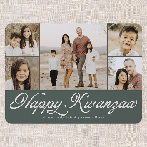Timeless Gallery Holiday Card, Green, 6x8 Flat, Kwanzaa, 100% Recycled Cardstock , Rounded, Forest