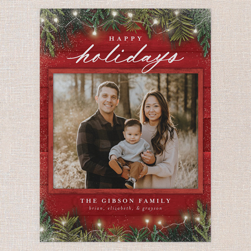 Earnest Evergreen Holiday Card, Red, none, 6x8 Flat, Holiday, Signature Smooth Cardstock, Square, Radish