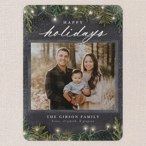 Earnest Evergreen Holiday Card, Black, none, 6x8 Flat, Holiday, 100% Recycled Cardstock , Rounded, Black