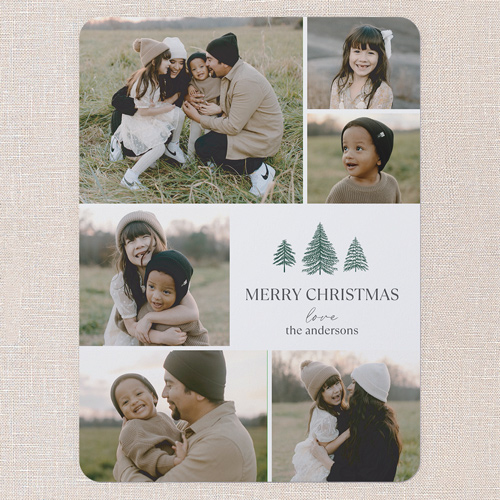 Timeless Pines Holiday Card, White, 6x8 Flat, Christmas, Signature Smooth Cardstock, Rounded, White