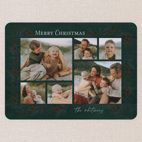 Forest Gathering Holiday Card, Green, 6x8 Flat, Christmas, Signature Smooth Cardstock, Rounded, Tree