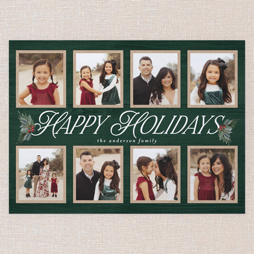 Woodland Sprigs Holiday Card, Green, 6x8 Flat, Holiday, Pearl Shimmer Cardstock, Square, Tree