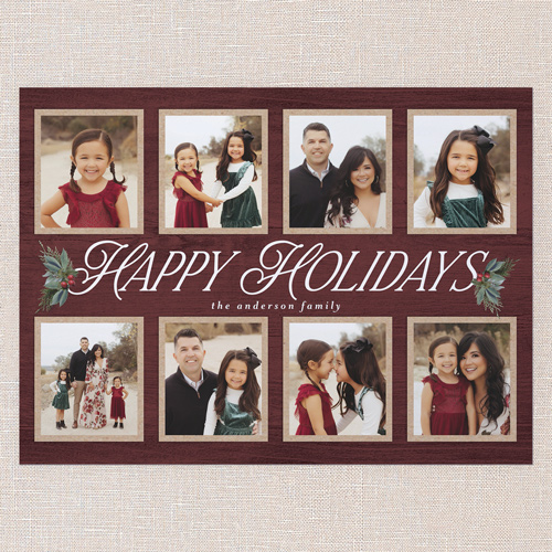 Woodland Sprigs Holiday Card, Red, 6x8 Flat, Holiday, Luxe Double-Thick Cardstock, Square, Velvet